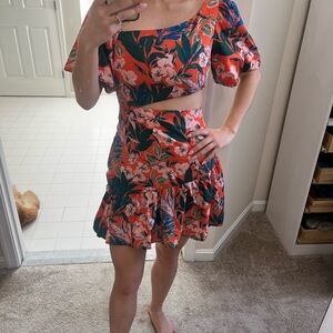 SHEIN Red Floral Mini Dress